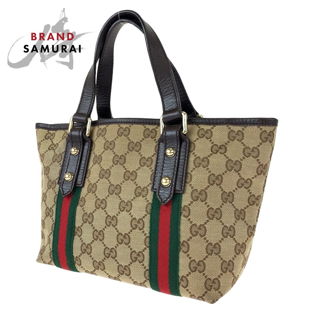 GUCCI グッチ シェリーライン ブラウン 茶 GGキャンバス 139261 ハンドバッグ トートバッグ レディース 404561_画像1