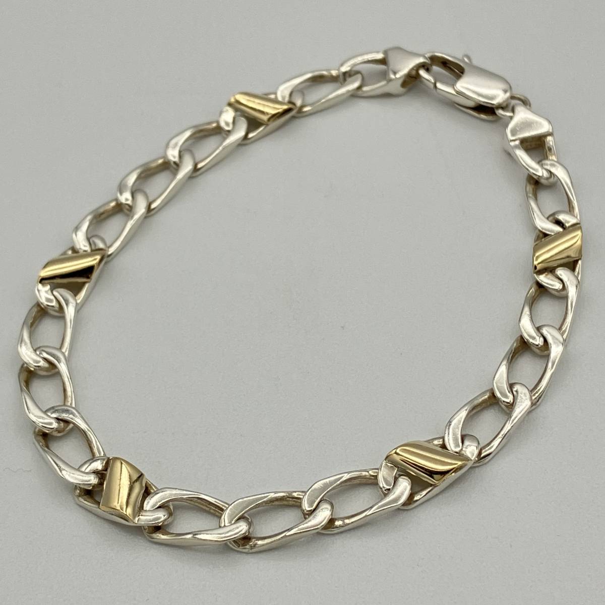 希少品 ティファニー フラット リンク コンビ ブレスレット バングル 喜平 シルバー 925 ゴールド 750 K18 18金 Vintage  Bracelet Bangle