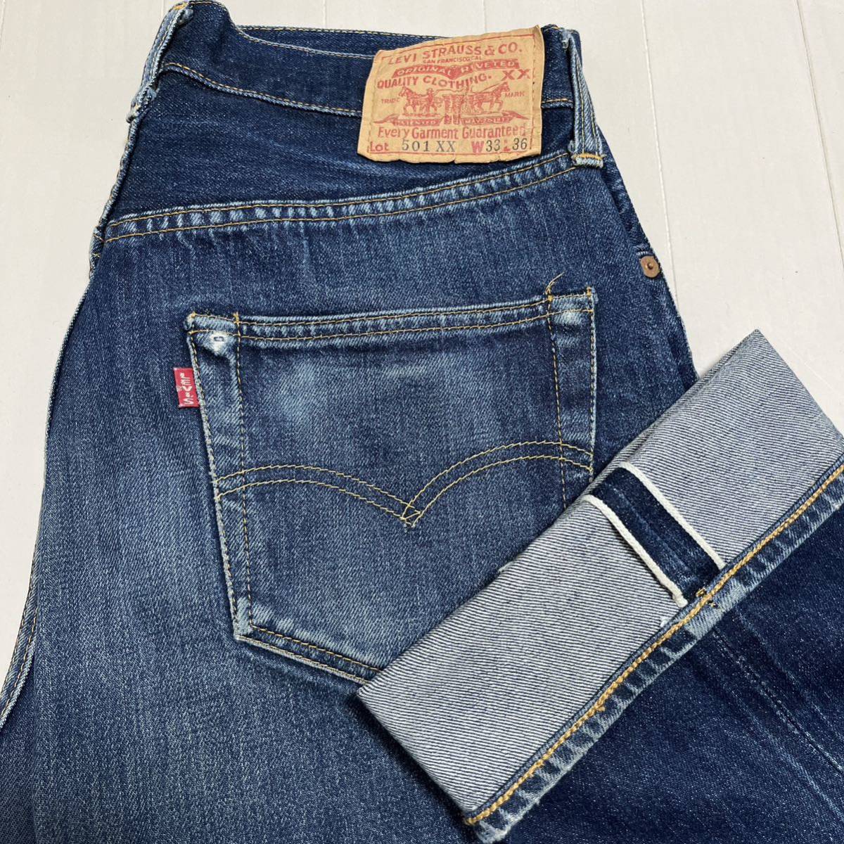 USA製Levi's 501XX☆ヴィンテージ復刻W33赤耳ビッグEバレンシア セルビッチ デニム ジーンズ ボタンフライ