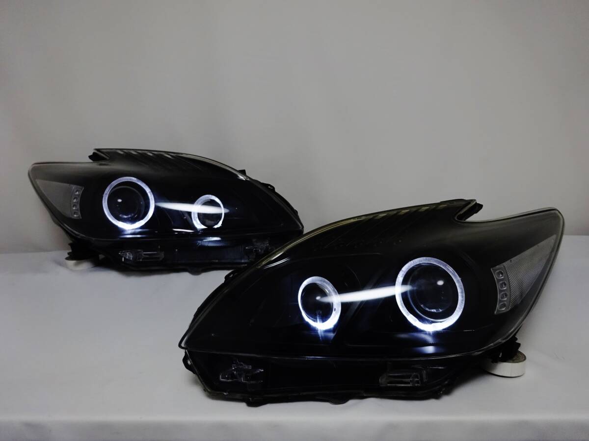 プリウス 30 前期 LED イカリング インナーブラック Wプロジェクター ヘッドライト ヘッドランプ ワンオフ カスタム 加工品 左右_画像1