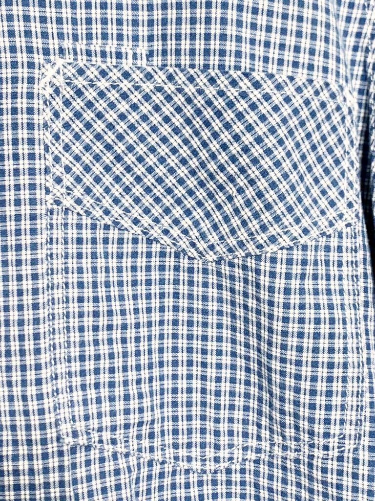 dapper’s ダッパーズ Vステッチポケット チェック柄 ワークシャツ インディゴ 30s 40s 長袖 /ジャンゴアトゥール ビンテージ_画像2