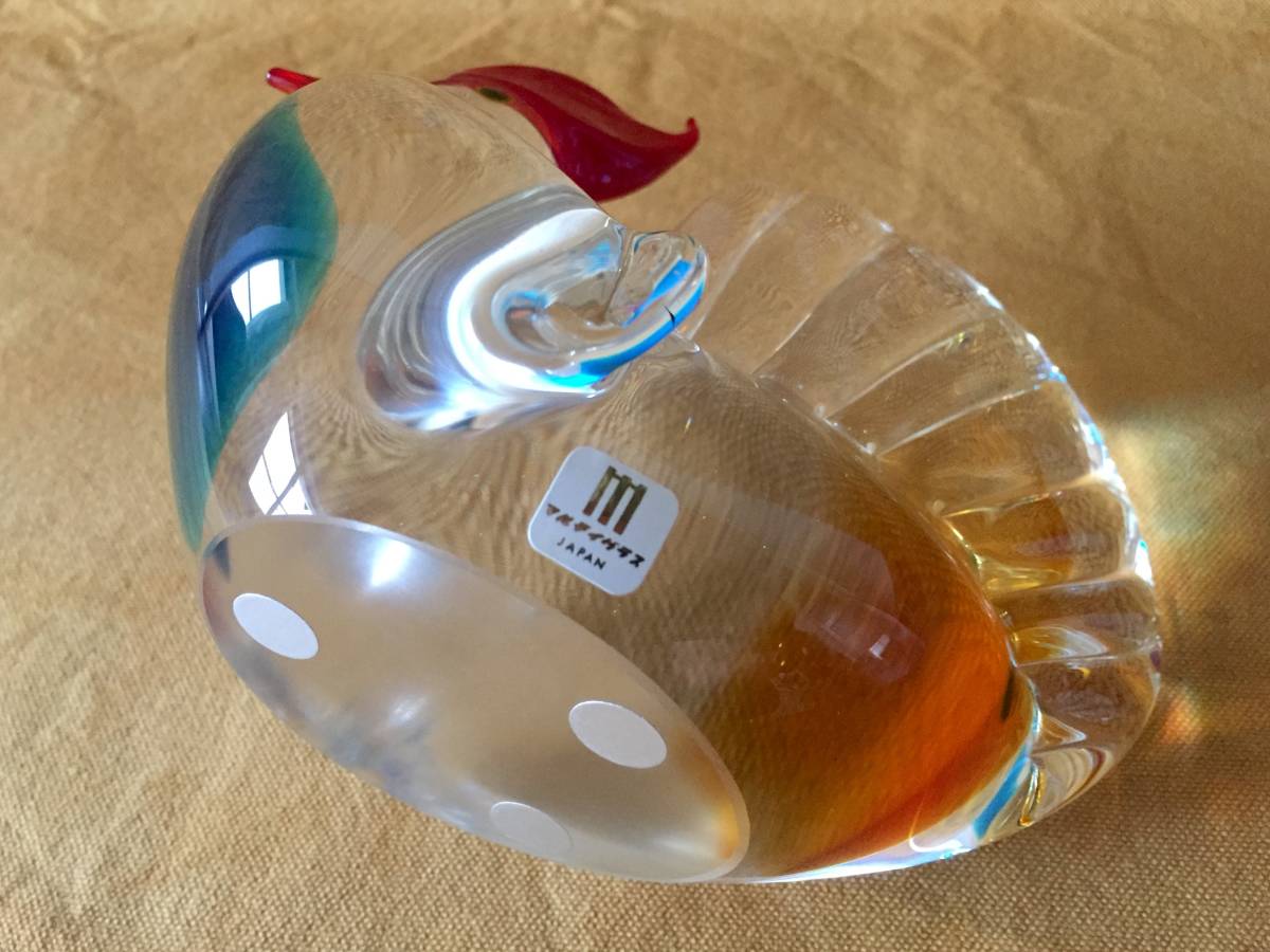 希少 MULTI GLASS マルティグラス 工芸 ガラス 細工 ハンドメイド ハンドクラフト インテリア 置き物 日本製 JAPAN 鳥 バード 70's 80's _画像8