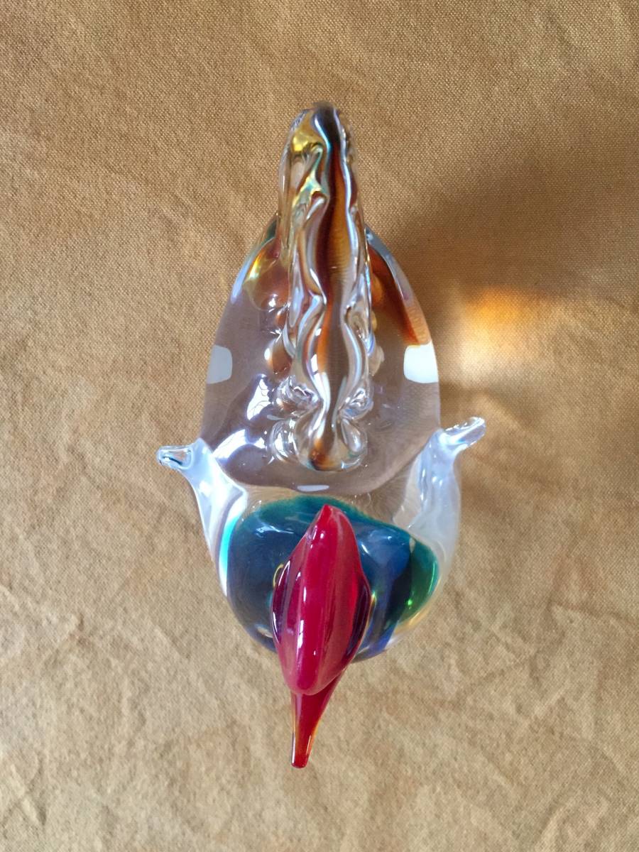 希少 MULTI GLASS マルティグラス 工芸 ガラス 細工 ハンドメイド ハンドクラフト インテリア 置き物 日本製 JAPAN 鳥 バード 70's 80's _画像7