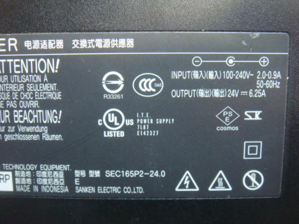 SANKEN AC ADAPTER SEC165P2-24.0 24V~6.25A 外径約5.5mm 内径約2.5mm 動作保証_毎回同じ写真を使っております。