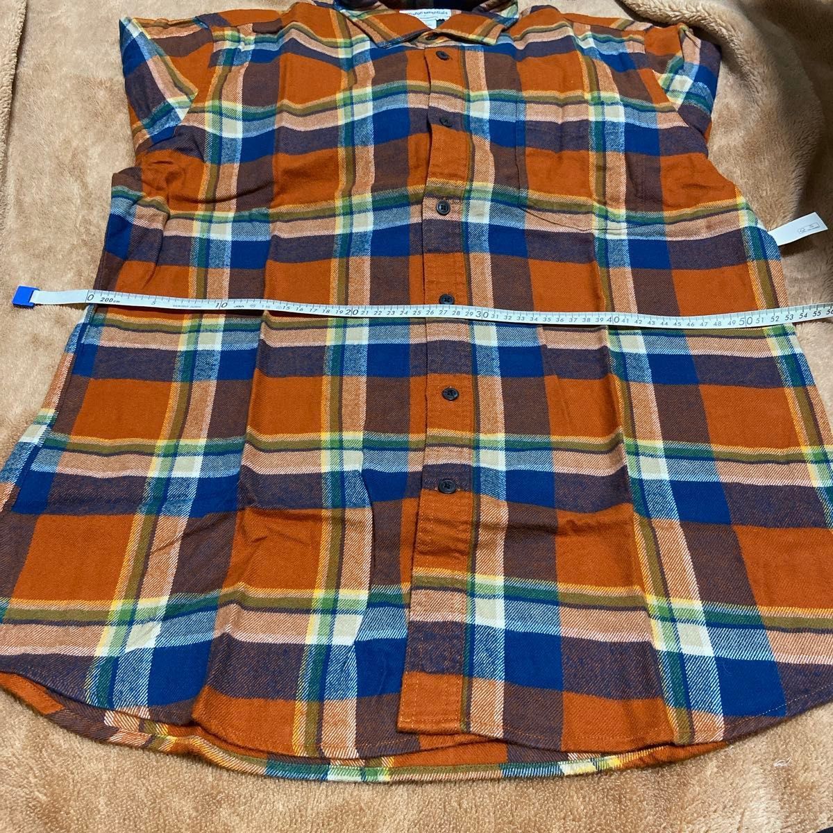 フランネルシャツ スリムフィット XL 長袖 メンズ チェック柄 オレンジ系 ネルシャツ チェック