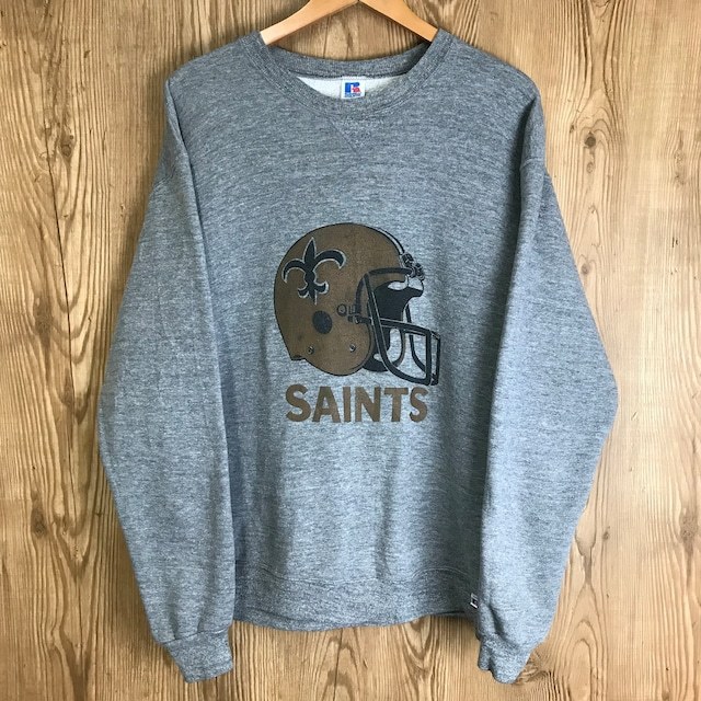 USA製 90年代 RUSSELL ATHLETIC 前V 霜降りグレー スウェット NFL NEW ORLEANS SAINTS メンズXLサイズ 90s 古着 e24022303