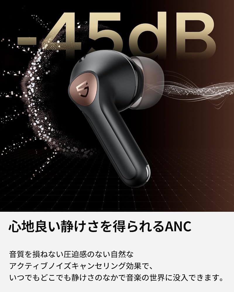 SOUNDPEATS Air4 Pro BB1034 ワイヤレスイヤホン 45dB ノイズキャンセリング ロスレス音質 Bluetooth 5.3の画像5