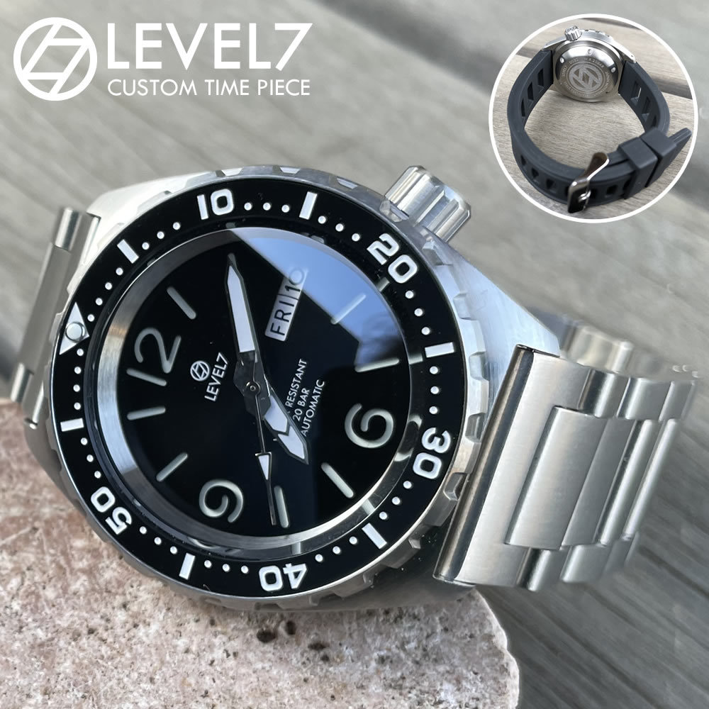  made in Japan hand made. wristwatch 20 atmospheric pressure waterproof self-winding watch SEIKO NH36 sapphire double dome windshield 316L stainless steel wristwatch LEVEL7