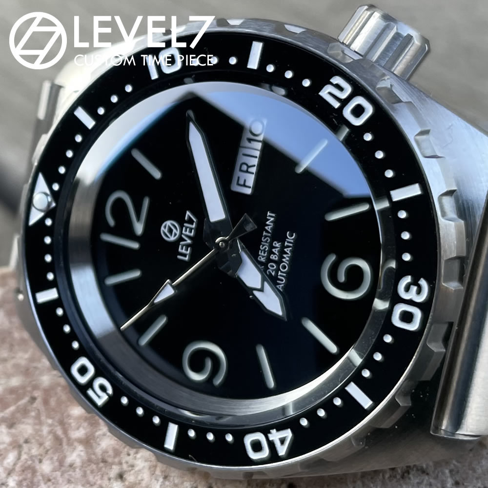  made in Japan hand made. wristwatch 20 atmospheric pressure waterproof self-winding watch SEIKO NH36 sapphire double dome windshield 316L stainless steel wristwatch LEVEL7