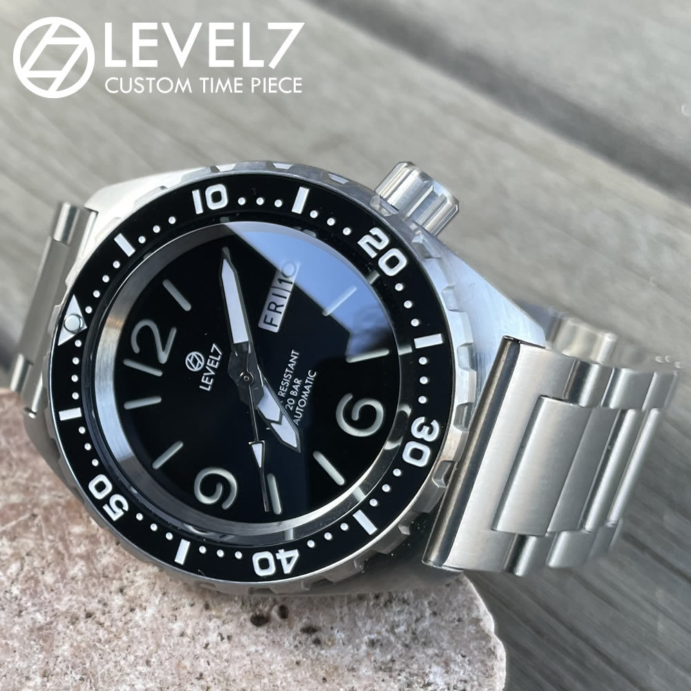  made in Japan hand made. wristwatch 20 atmospheric pressure waterproof self-winding watch SEIKO NH36 sapphire double dome windshield 316L stainless steel wristwatch LEVEL7