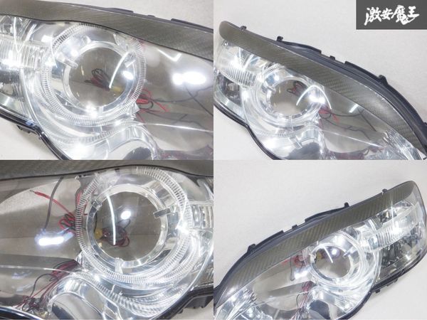 純正加工品 BP5 BL5 レガシィ 前期 ヘッドライト ヘッドランプ レンズ 左右セット KOITO 100-20791 カーボンアイライン イカリング付 棚43A_画像4