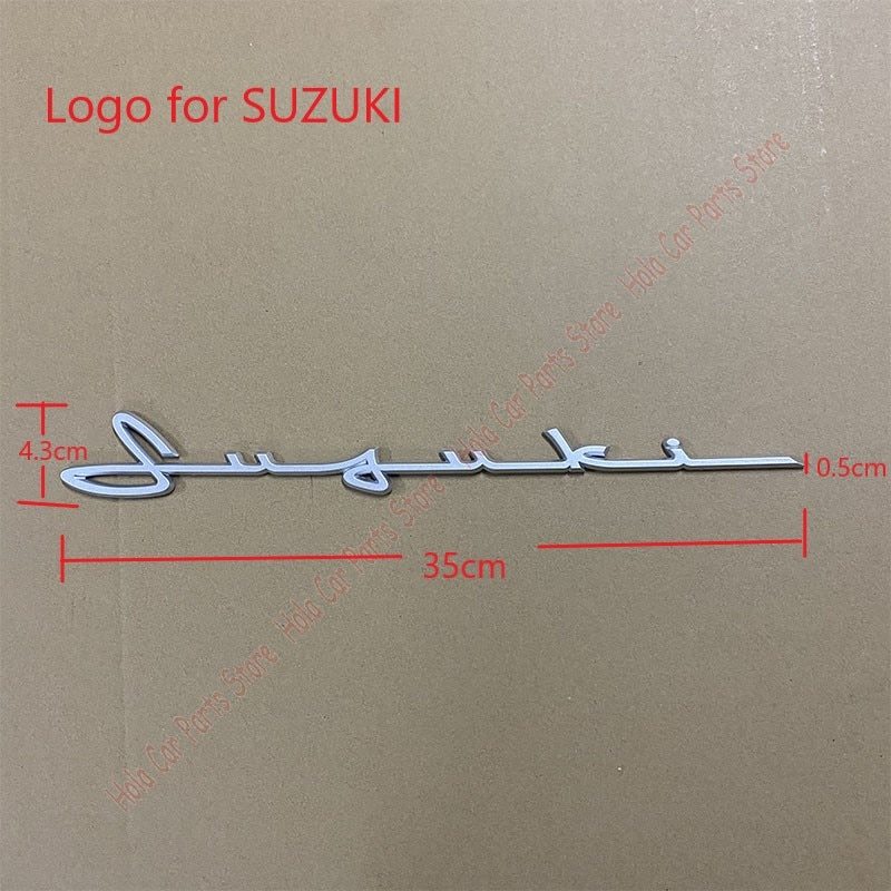 【送料込】SUZUKI(スズキ) 3Dエンブレム(両面テープ付) シルバー 縦4.3cm×横35cm プラスチック製 大型エンブレム の画像1