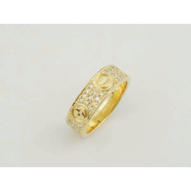 本物 正規品 カルティエ YG ラブリング パヴェダイヤ #51 11号 イエローゴールド 18k ダイア