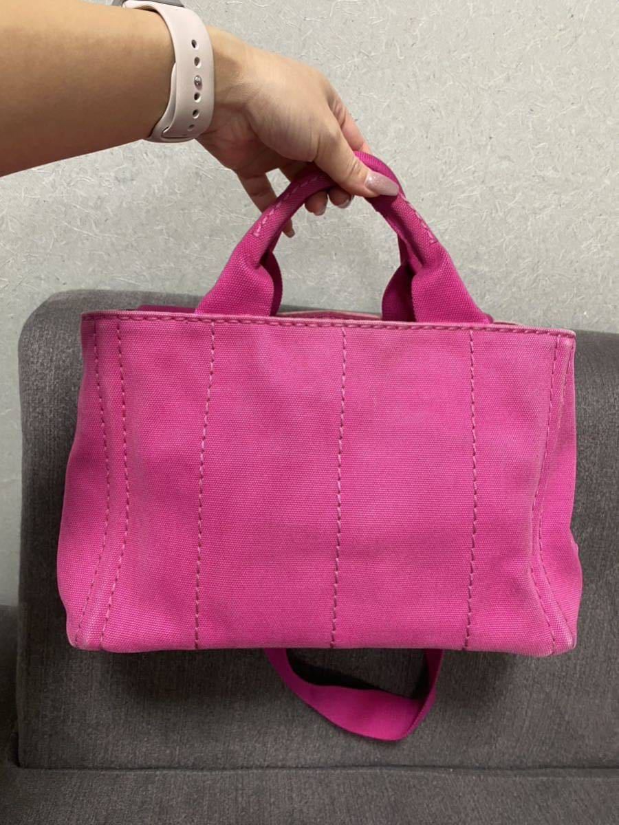 PRADA プラダ カナパ 2way ハンドバッグ ショルダーバッグ カバン ピンク キャンバス ブランド レディース 1円〜 トートバッグ _画像2