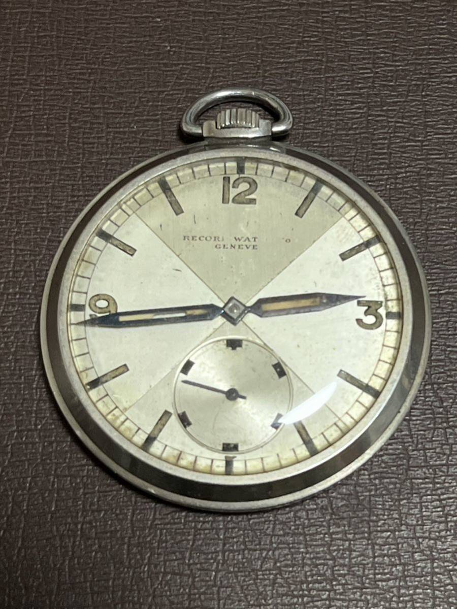 レア 60年代 RECORD レコード 懐中時計 手巻 ヴィンテージ 懐中時計 動作品(検：LONGINES/ロンジン ロゴ前モデル) 希少