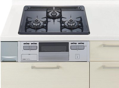 ガスコンロ ハーマン　SG32T1V　3口コンロ　ホーロートップ　片面焼きグリル　幅60cm　シルバー