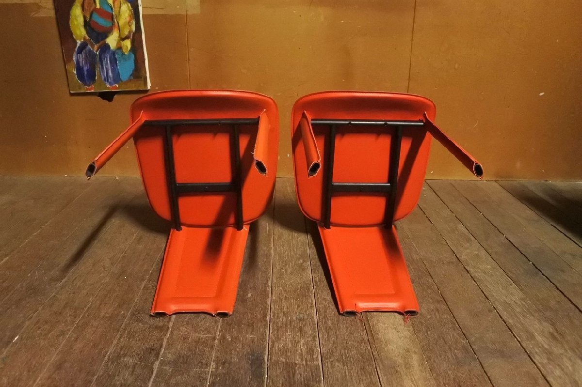 IDC大塚家具 ハイバック ダイニングチェア レッド 赤 ２脚セット/椅子 オフィス家具 合皮 ミーティングチェアの画像8
