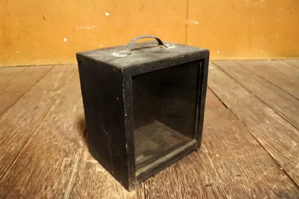 ヴィンテージ コレクションケース ガラスショーケース マス棚/アンティーク ビンテージ 木製 標本箱の画像1