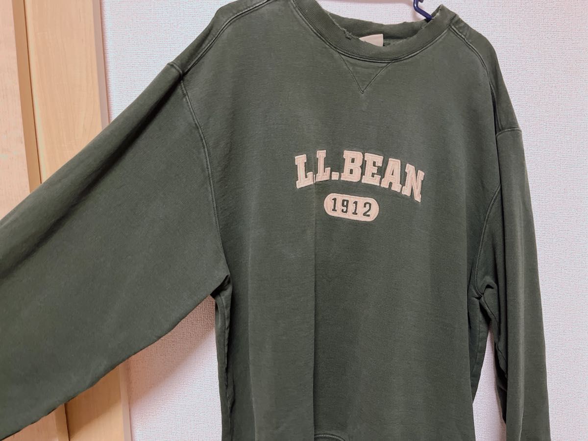 L.L.BEAN スウェット トレーナー 古着 XL グリーン ロゴ刺繍　フェード　80s 90s 00s ビーン