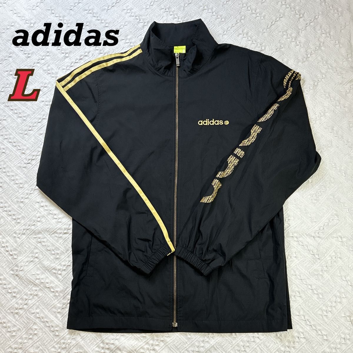 adidas アディダス　メンズ　ナイロンジャケット　 ウィンドブレーカー　 黒　金 スポーツ