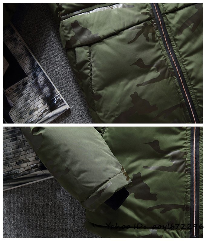 新品 メンズ ダウンジャケット 冬 スキーウェア ダウンコート 正規品 迷彩柄 ワッペン付き ブルゾン アウトドア 防風防寒 オリーブ 4XL_画像5
