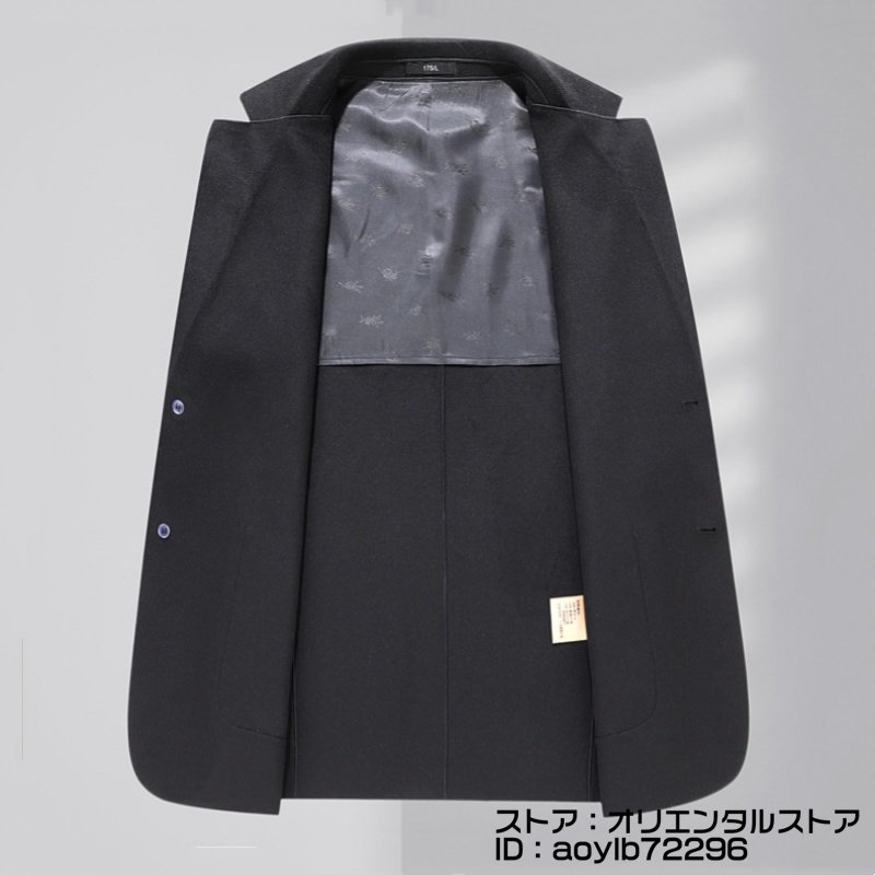 定価8万超*新品 メンズ テーラードジャケット 高級 ウール ブレザー カシミヤ混 セレブ*WOOL 美品 紳士スーツ 細身 アウター ブラック 3XL