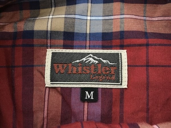whistler メンズ チェック 両胸ポケット付き 長袖シャツ M 赤_画像2