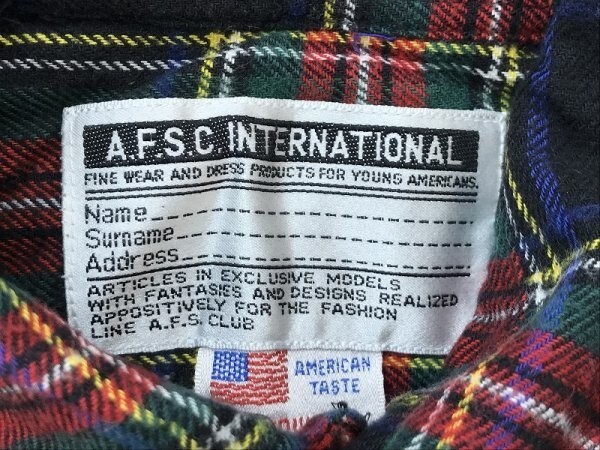 A.F.S.C.INTERNATIONAL メンズ チェック柄 ダブルポケット ネルシャツ M 黒緑赤など_画像2