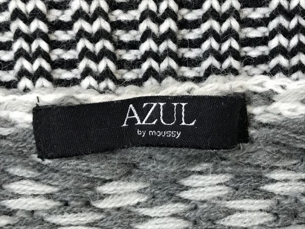 AZUL by moussy azur bai Moussy lady's pattern switch topa- cardigan M gray white black 
