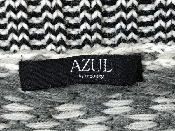 AZUL by moussy アズールバイマウジー レディース 柄切替 トッパーカーディガン M グレー白黒_画像2