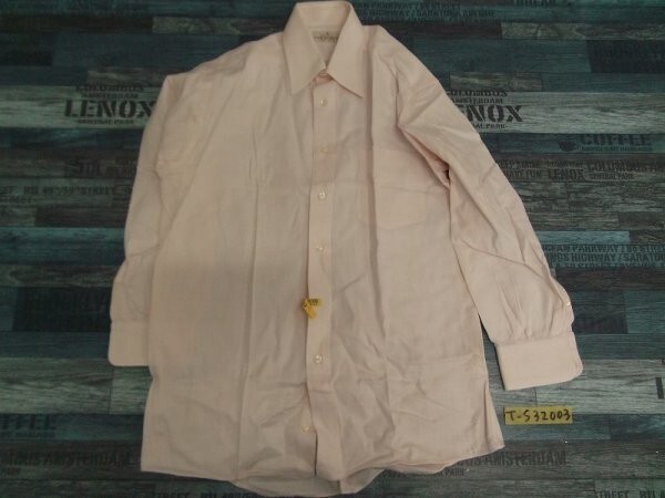 TRUSSARDI トラサルディ メンズ 胸ポケット付き 長袖シャツ 39-78 薄ピンク クリーニング済み_画像1