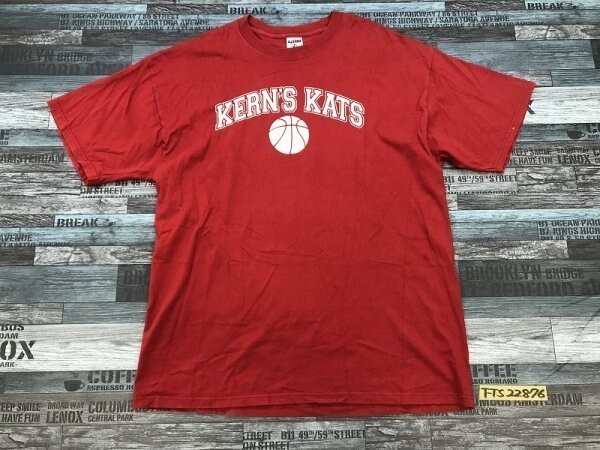 JERZEEZ ジャージーズ メンズ KERN’S KATS プリント 綿 半袖Tシャツ 大きいサイズ XL 赤白の画像1