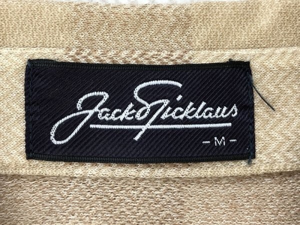 JACK NICKLAUS ジャックニクラス メンズ 日本製 ポケット付き 長袖ポロシャツ M ベージュ茶系_画像2