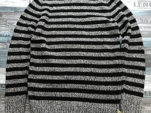 H&M H and M мужской окантовка рисунок акрил вязаный свитер M чёрный серый 