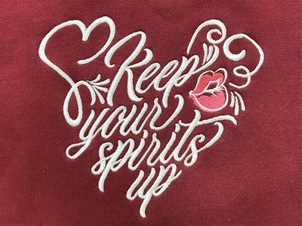 KEEP YOUR SPIRITS UP メンズ ハート刺繍 裏起毛 フーディー パーカー 大きいサイズ XL 赤の画像2