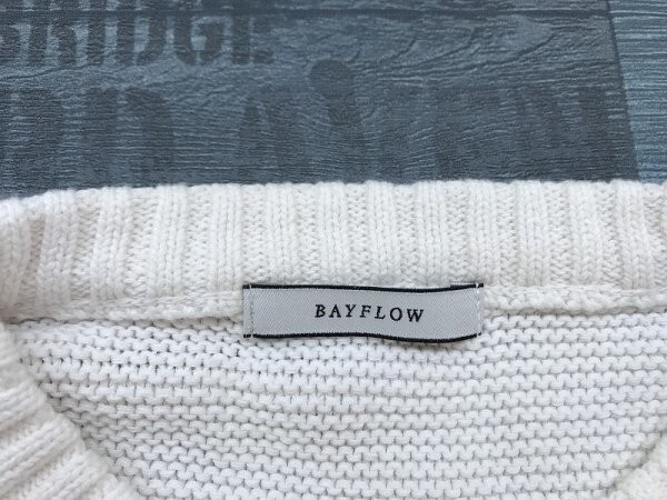 BAY FLOW ベイフロー レディース コットン ニットセーター 3 白_画像2