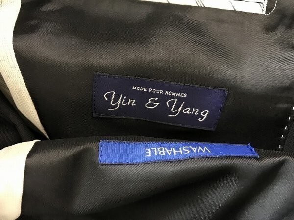 yin&yang メンズ 背抜き ウォッシャブル ウール スーツ ジャケット YA5 黒_画像2