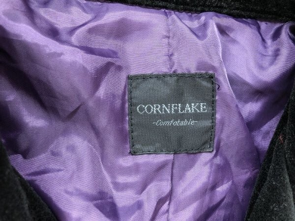 CORNFLAKE レディース ストレッチ コットンベロア調 ダブルジャケット 大きいサイズ LL 黒_画像2