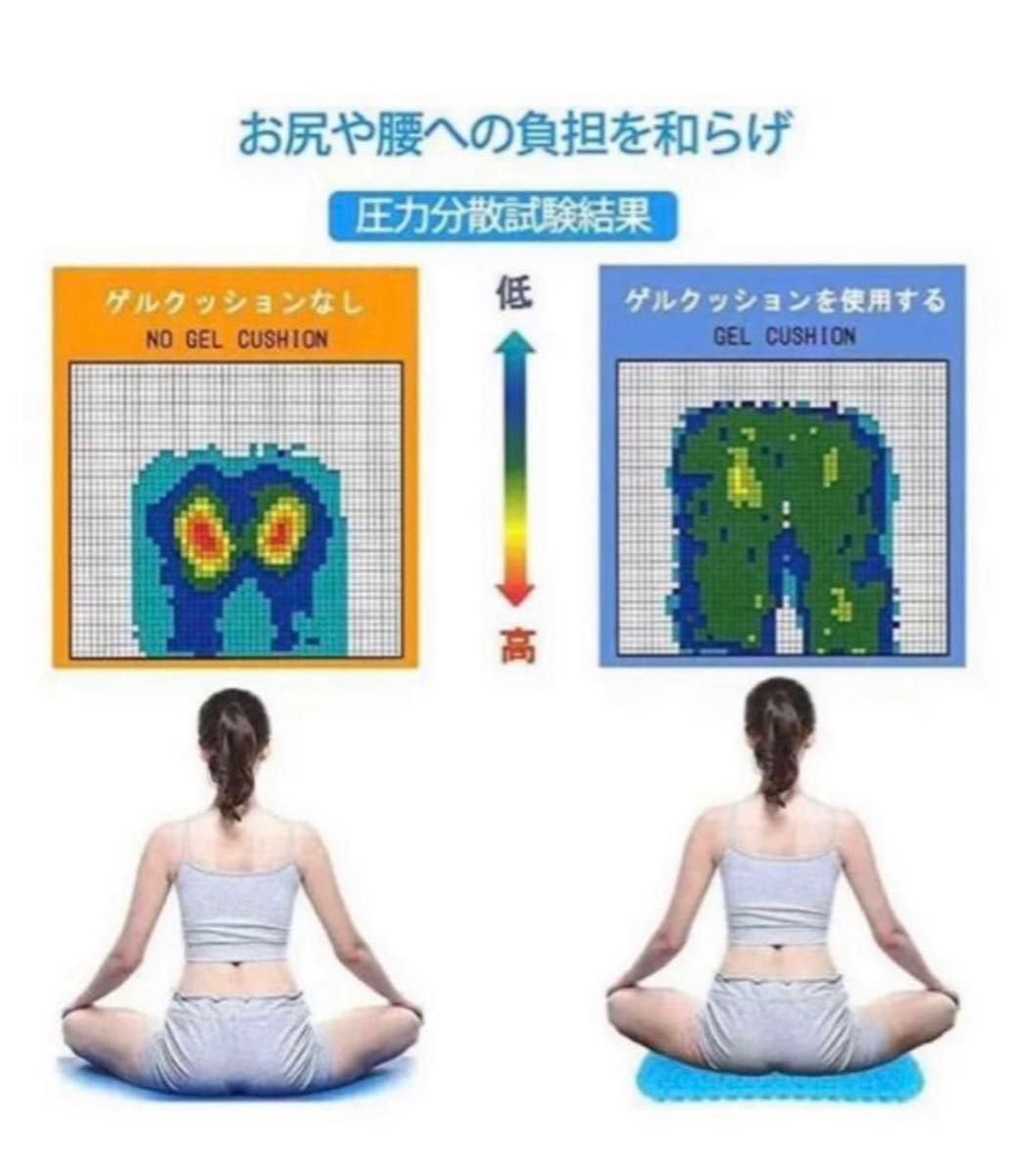 3枚セット！ゲルクッション ハニカム構造 ジェルクッション 健康 腰痛 カバー付 テレワーク 体圧分散 無重力クッション 