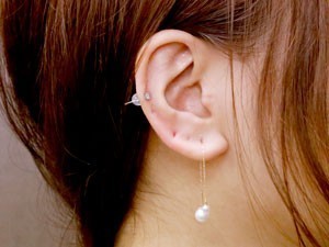 ピアス パールピアス 真珠 片耳ピアス ロングピアス あこや本真珠 イエローゴールドk18 18k ロングピアス アメリカンピアス_画像3