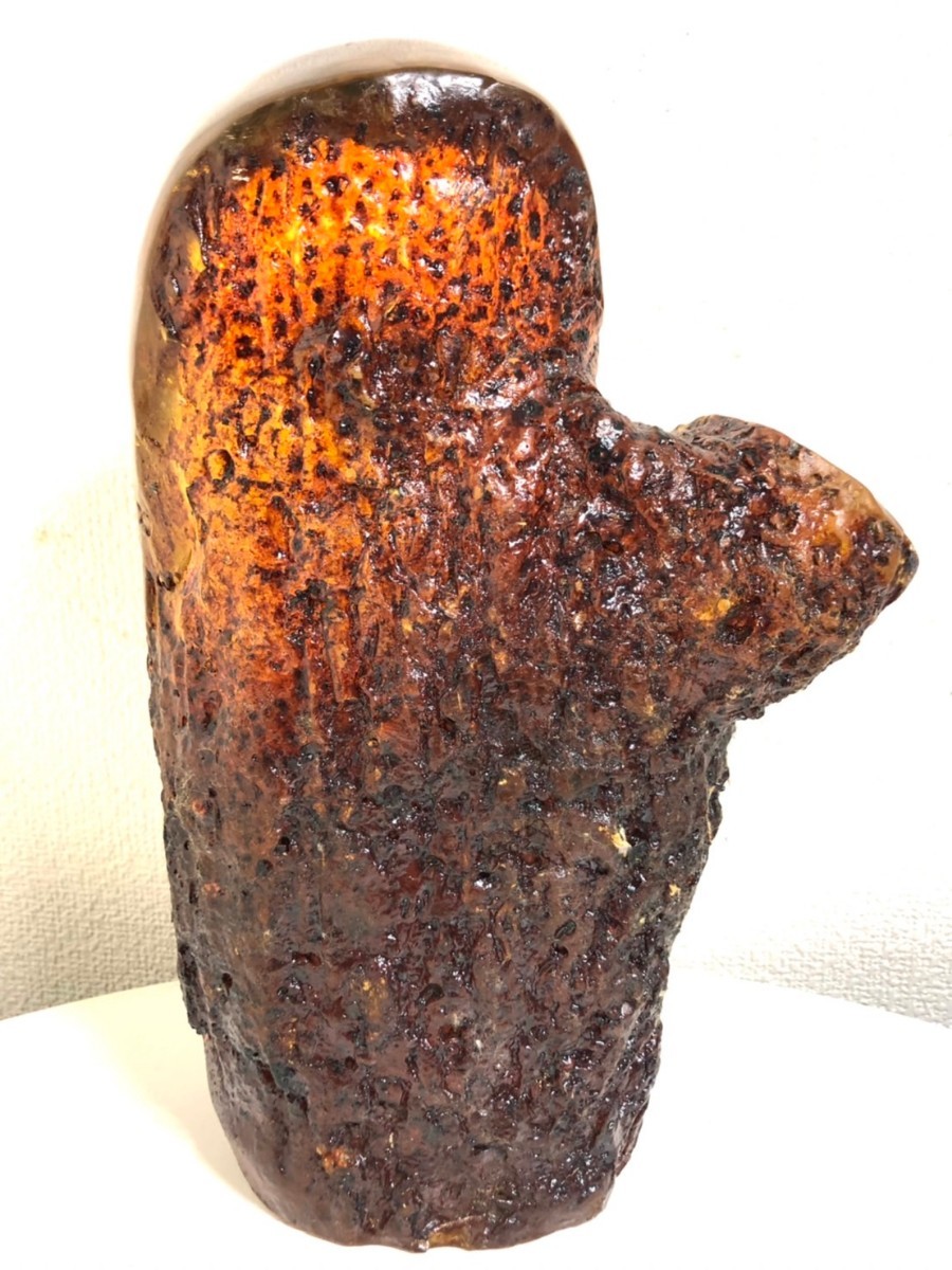 琥珀 アンバー 虫入り 蜂 大型オブジェ H29cm 4.2kg 置物 台座(大理石)付き の画像7