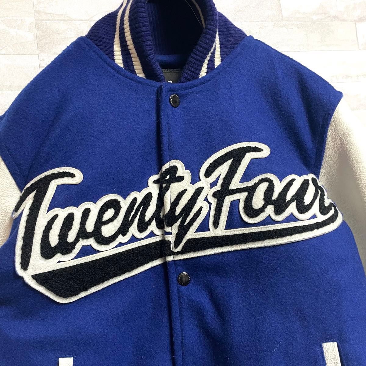 24karats】牛革切り替え スタジャン stadium jumper 本革 メンズ M