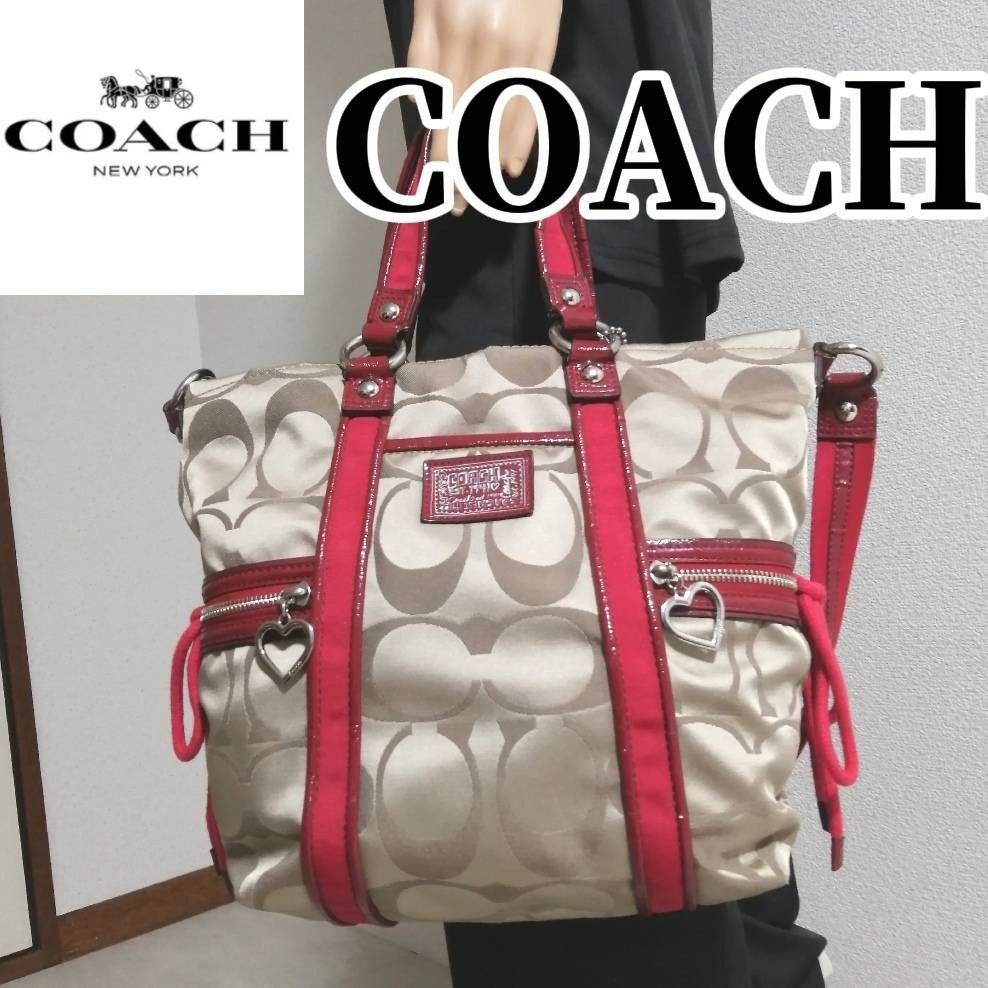 【人気サイズ】 COACH　 コーチ　 トートバッグ　サテン　 ショルダーバッグ　