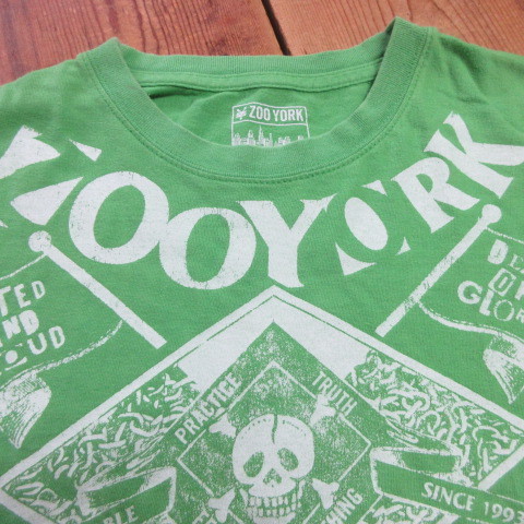 ZOOYORK Tシャツ L 緑　骸骨　100%cotton 　USA古着　sy2258_画像4