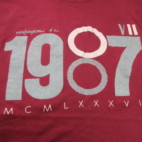 80s アメリカ製　オールド　Tシャツ XL エンジ　1987 ワシントン　スポーツウエア　80年代 ヴィンテージ　USA古着　sy2283_画像6