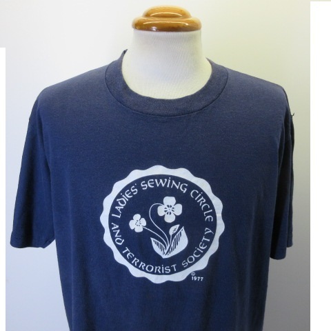 90s アメリカ製　オールド　Tシャツ XL 紺　花柄　ジャージーズ　90年代 ヴィンテージ　USA古着　sy2060_画像1