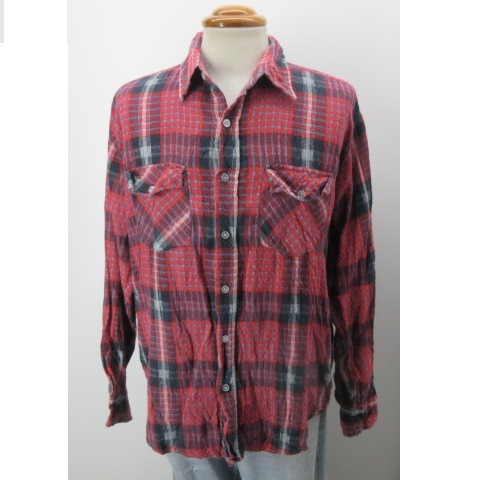 80s Lumber Jack スリランカ製　ネルシャツ　長袖シャツ　M 赤　オールド　アメカジ古着　sy2982_画像2