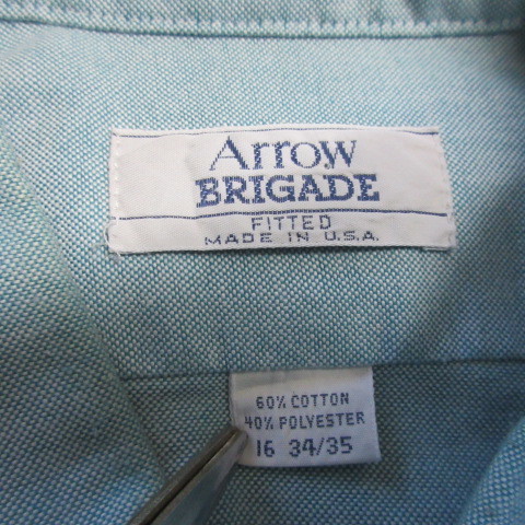 アメリカ製　ARROW　長袖シャツ　XL　ブルー　ボタンダウン　大きい　BIG　アメカジ古着　sy2985_画像6