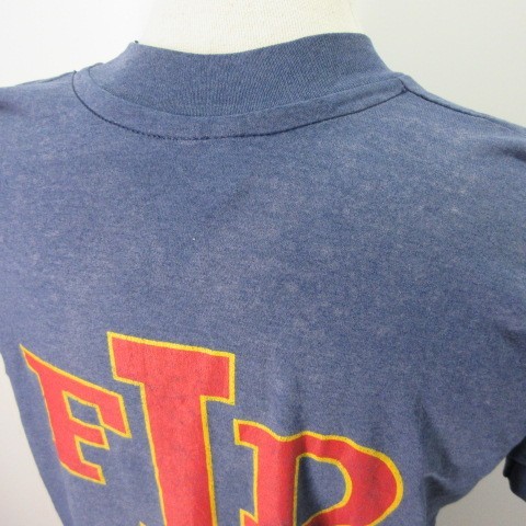 90s Ｔシャツ　L　紺　消防　Fire Department レスキュー　 アメリカ古着　sy273_画像4