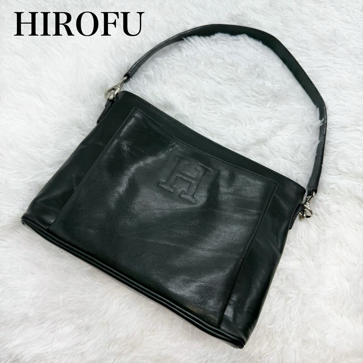  прекрасный товар!HIROFU Hirofu кожа сумка на плечо плечо .. Logo type вдавлено .